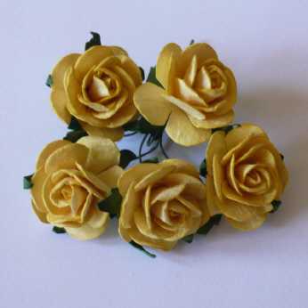 5 Stk. Rosen open roses golden yellow 25 mm