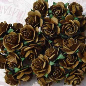 5 Stk. Rosen open roses sepia brown 20 mm