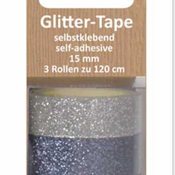 Glitter-Tape silber, anthrazit, schwarz