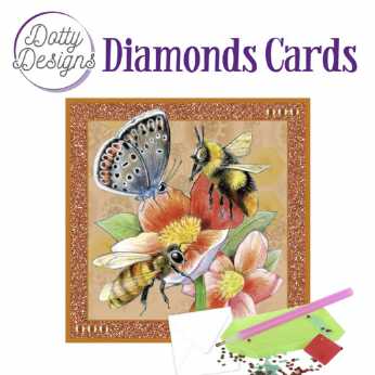Diamond Cards Red flower with bees