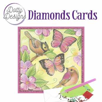 Diamond Cards Pink Butterflies