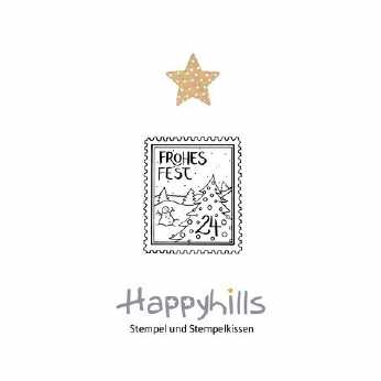 HappyHills Holzstempel Briefmarke Frohes Fest