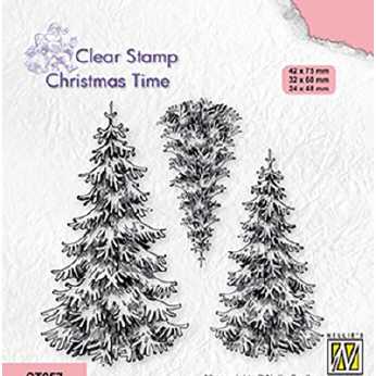 Nellie´s Stempel Three snowy fir trees