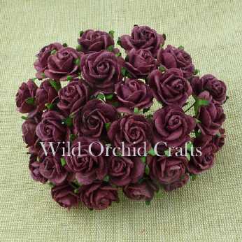 10 Stk. Rosen open roses burgundy 15 mm