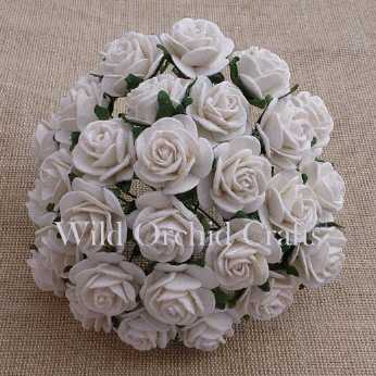 5 Stk. Rosen open roses white 25 mm