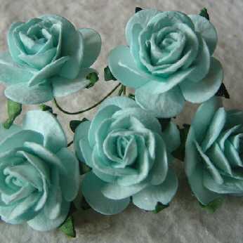 5 Stk. Rosen open roses pastel green 25 mm