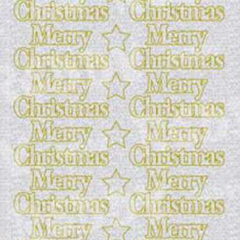 Sticker, Merry Christmas, gold-perlmutt-silber