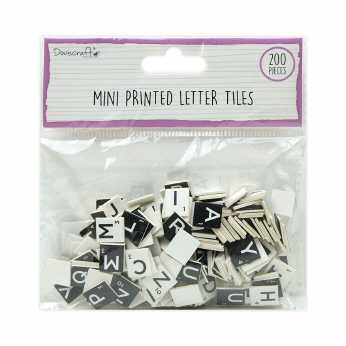Chipboard Mini Letter Tiles black & white