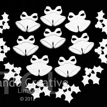 Chipboard Die Cuts Bells & Holly minis
