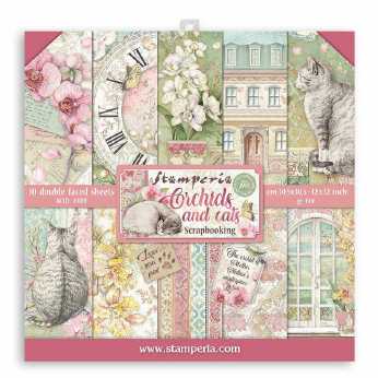 Stamperia Paper Pad Orchids & Cats 12x12"
