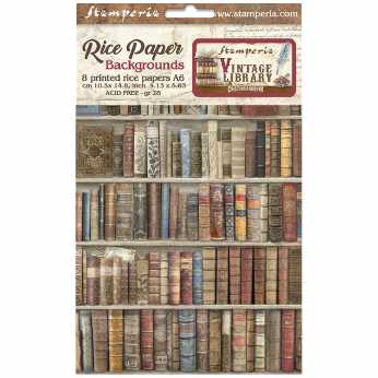 Stamperia Rice Paper Backgrounds Vintage Library