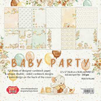 Craft & You Design Paper Pad Baby Party 12x12"