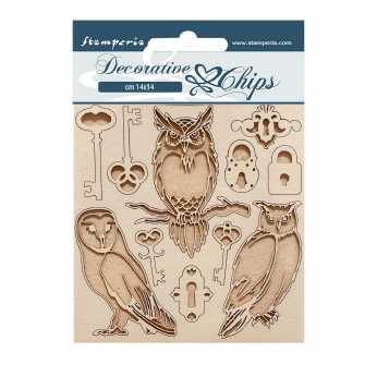 Stamperia Decorative Chips Keys and Owls