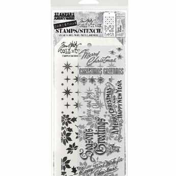 Tim Holtz Vintage Christmas Stencil & Stamp Set